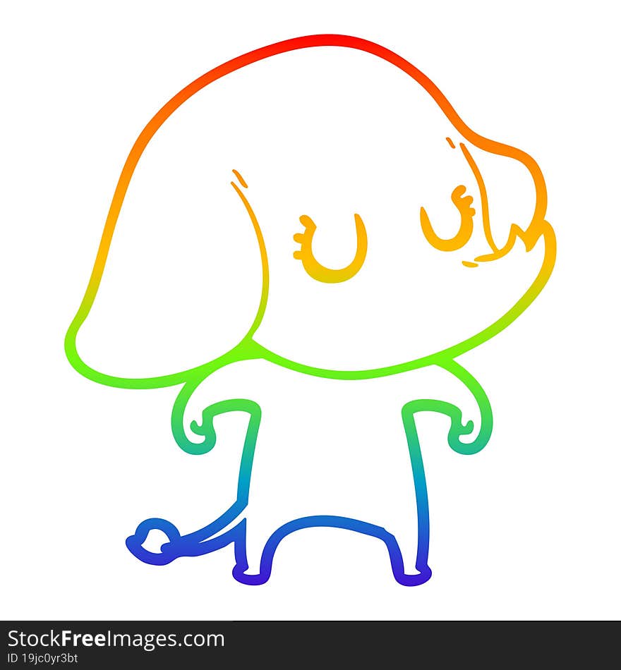 rainbow gradient line drawing cute cartoon elephant