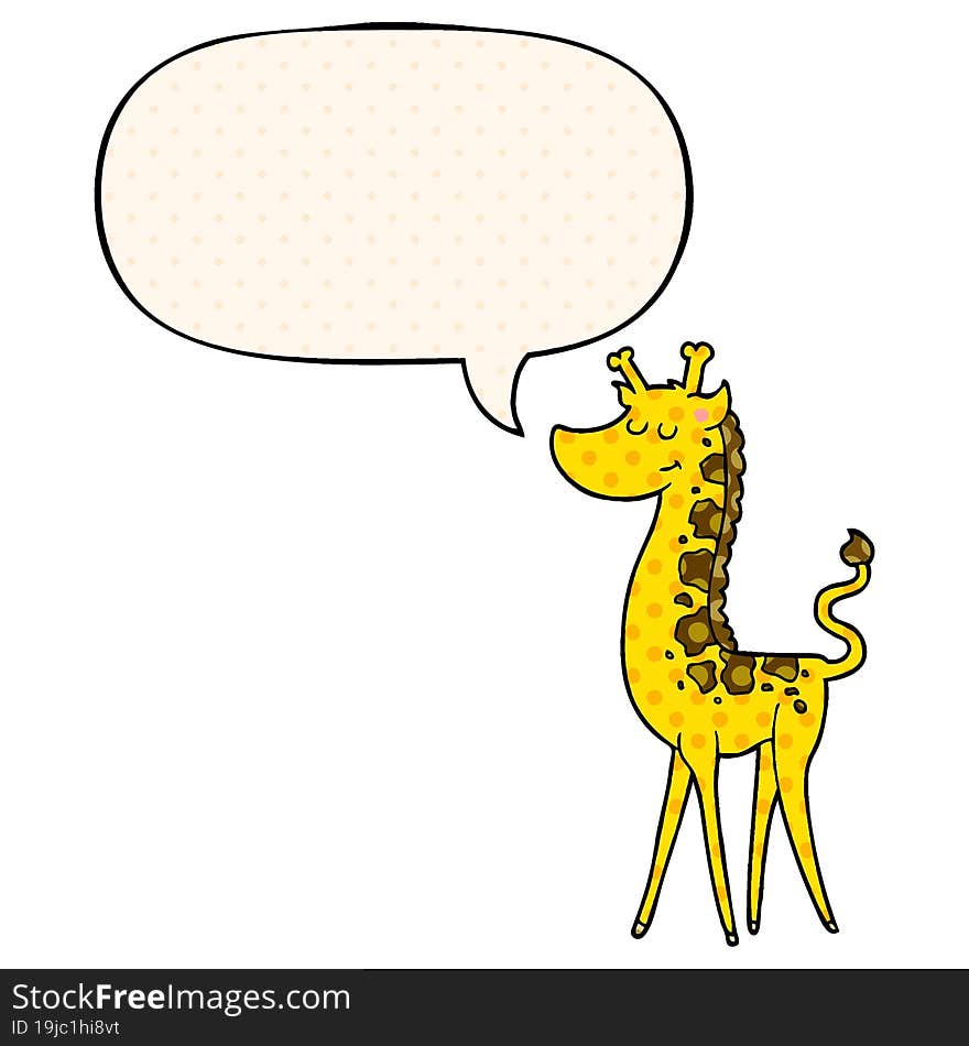 cartoon giraffe and speech bubble in comic book style