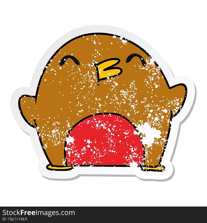 distressed sticker cartoon cute kawaii red robin