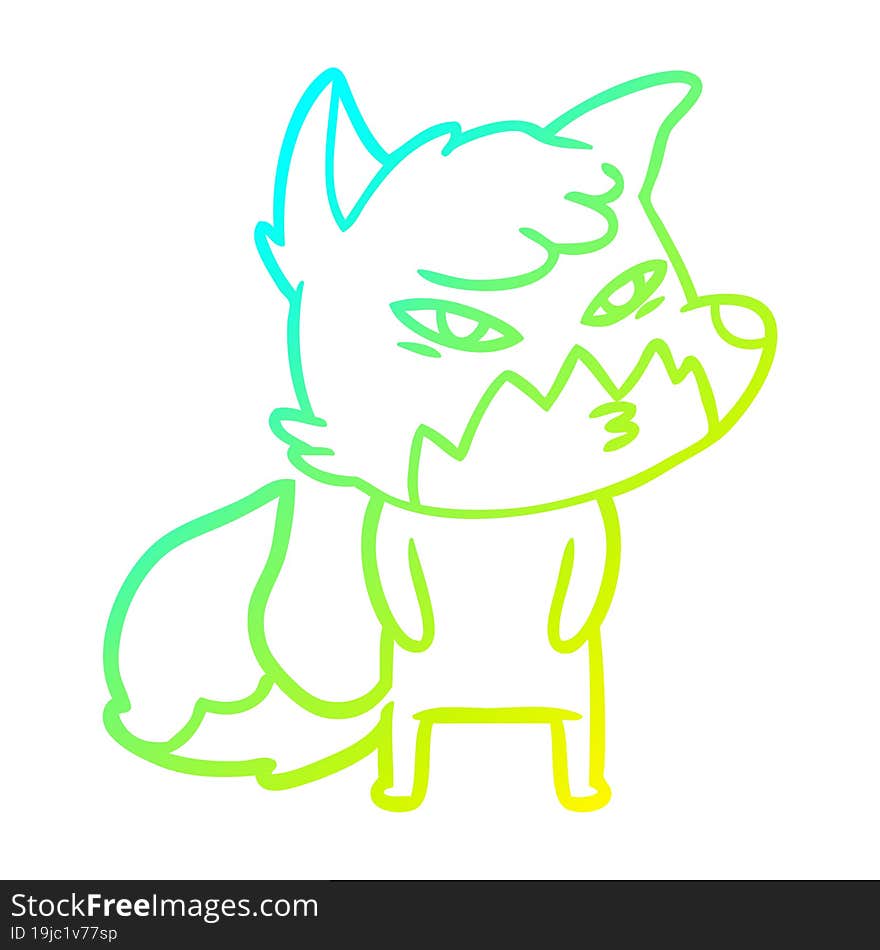 cold gradient line drawing clever cartoon fox