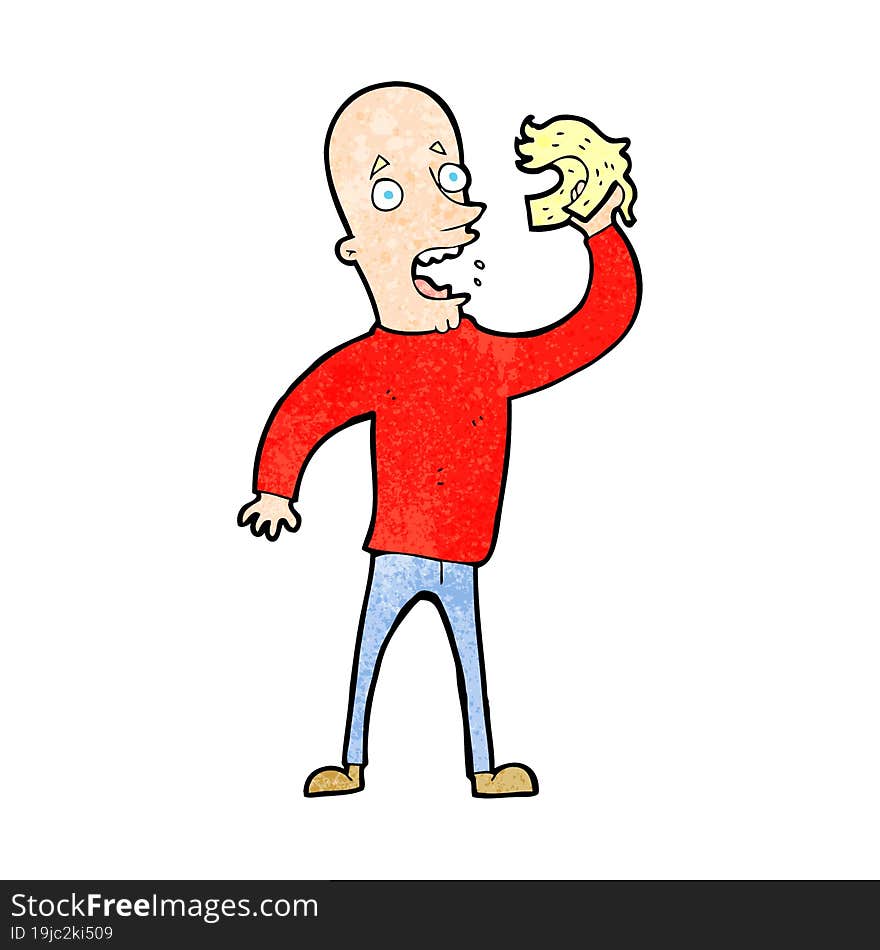 cartoon bald man with wig