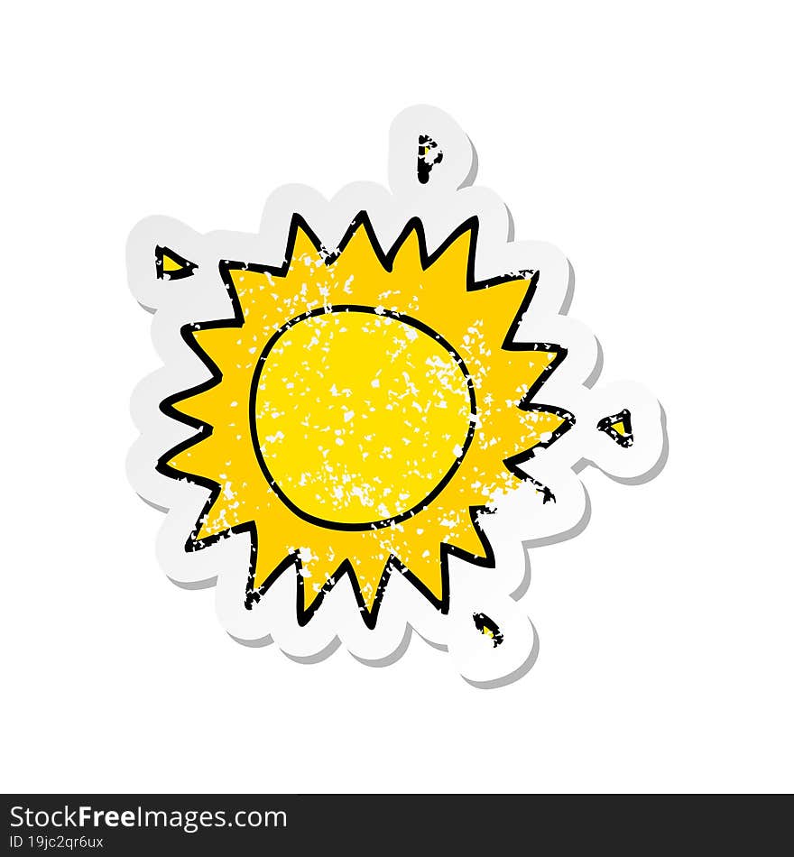 distressed sticker of a cartoon sun