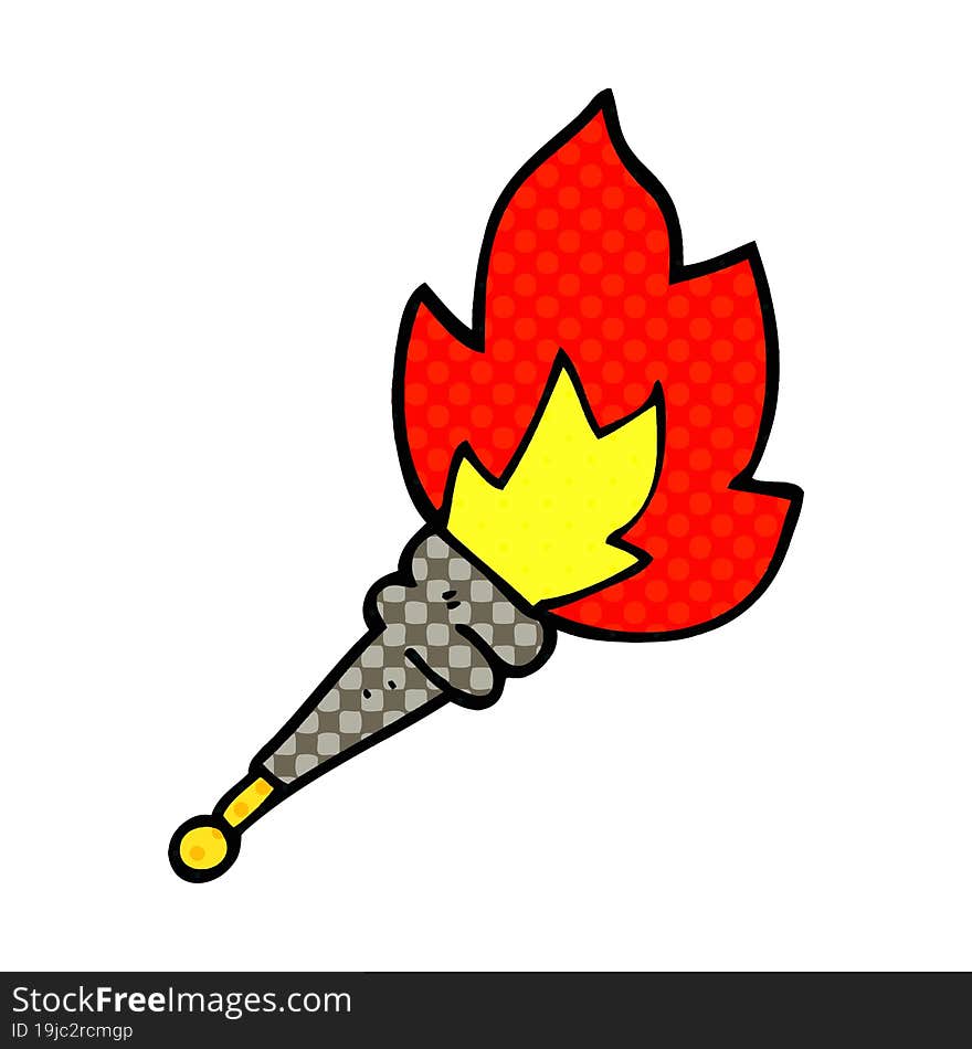 cartoon doodle flaming torch