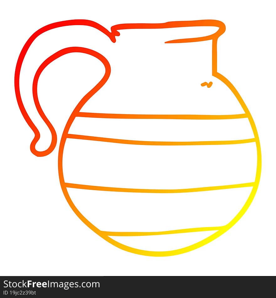 Warm Gradient Line Drawing Cartoon Striped Jug