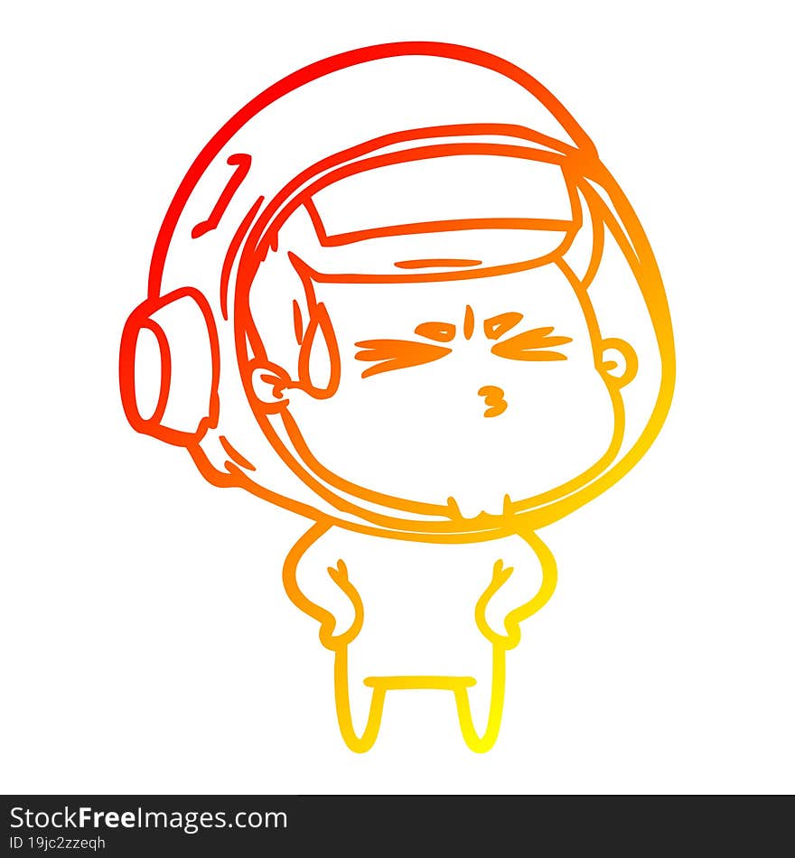 warm gradient line drawing cartoon stressed astronaut