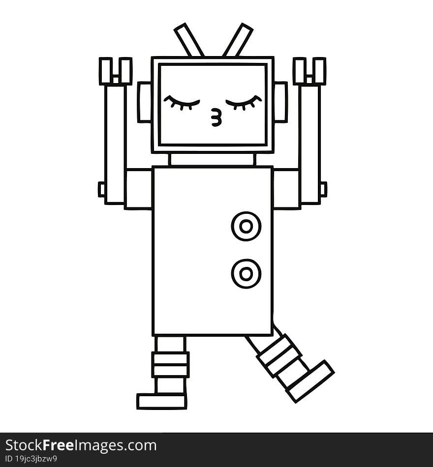 Line Drawing Cartoon Robot