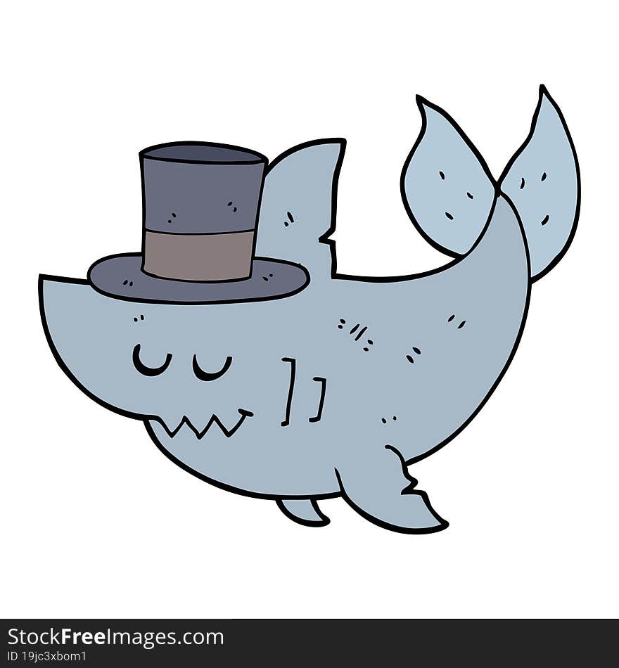 cartoon shark wearing top hat