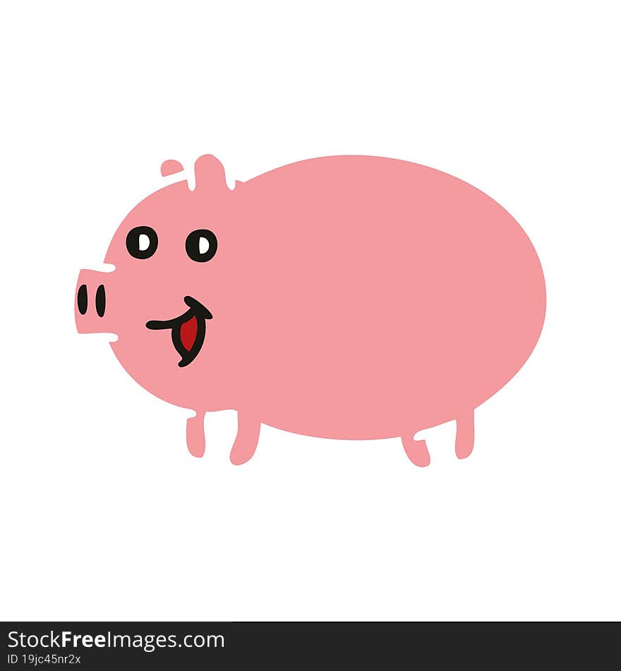 Flat Color Retro Cartoon Pig