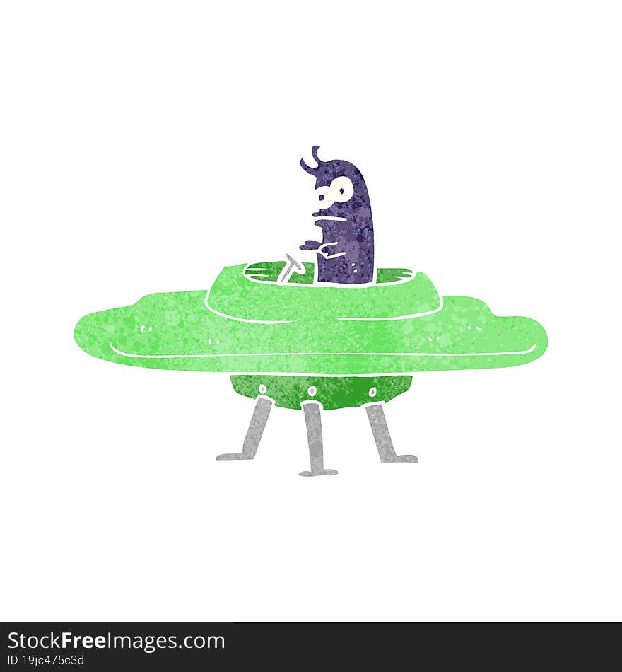 retro cartoon flying saucer