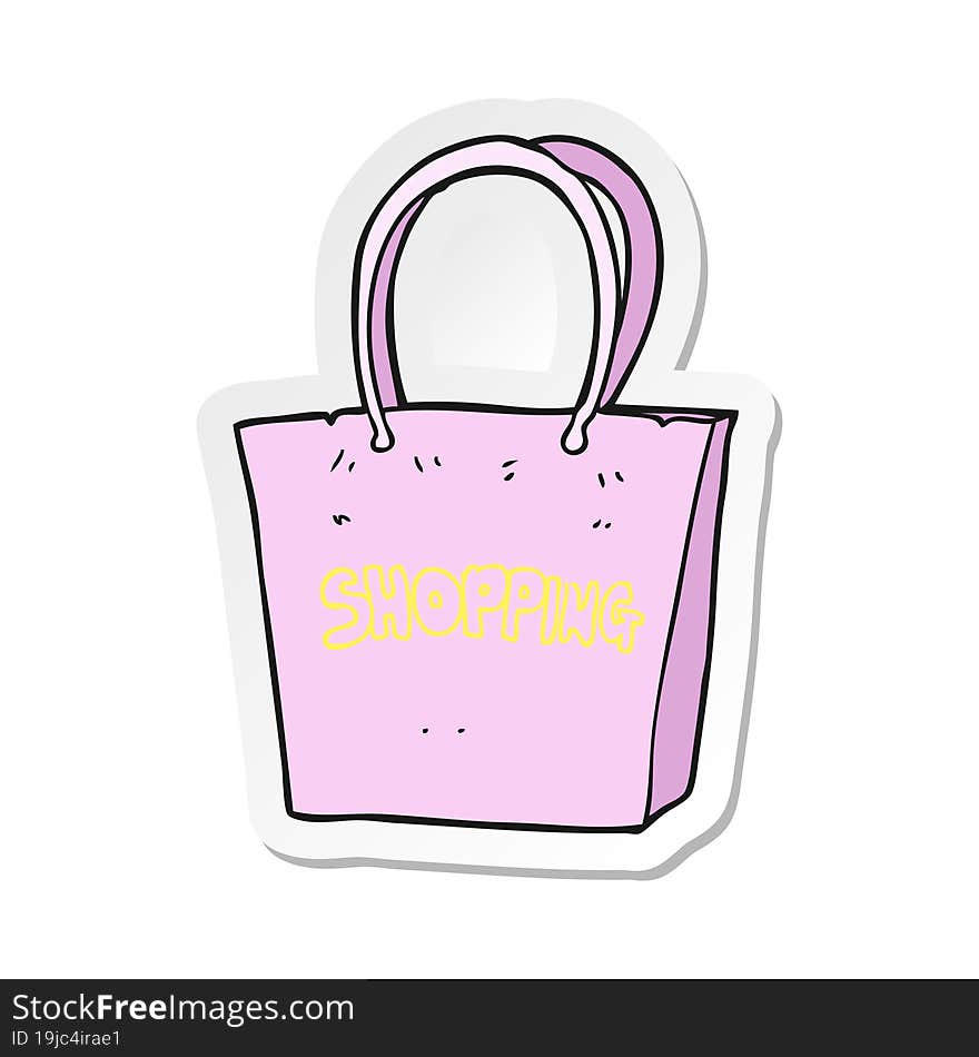 sticker of a cartoon shopping bag