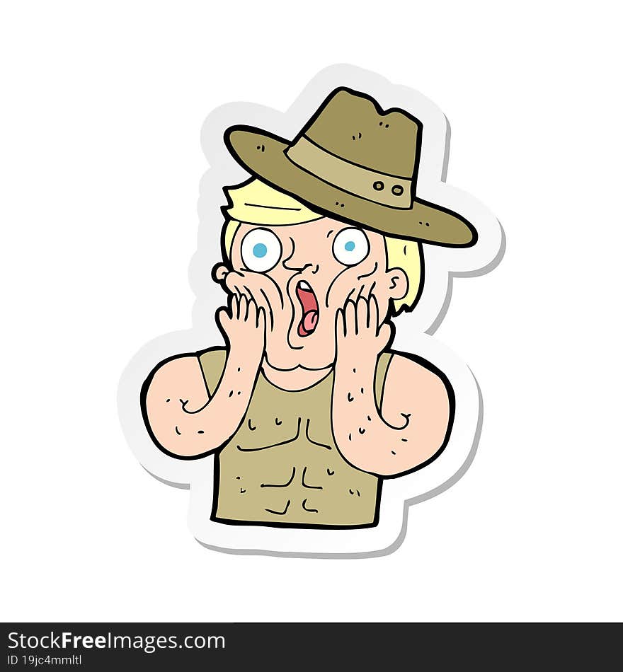 sticker of a cartoon shocked australian guy