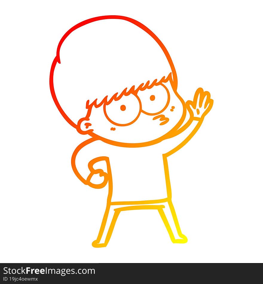 Warm Gradient Line Drawing Nervous Cartoon Boy