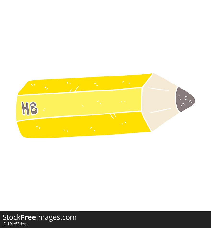 Flat Color Illustration Of A Cartoon Pencil