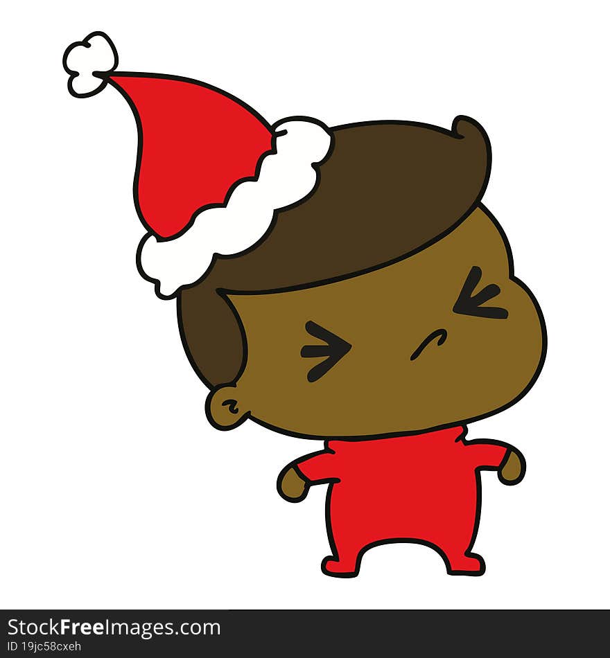 hand drawn christmas cartoon of kawaii boy