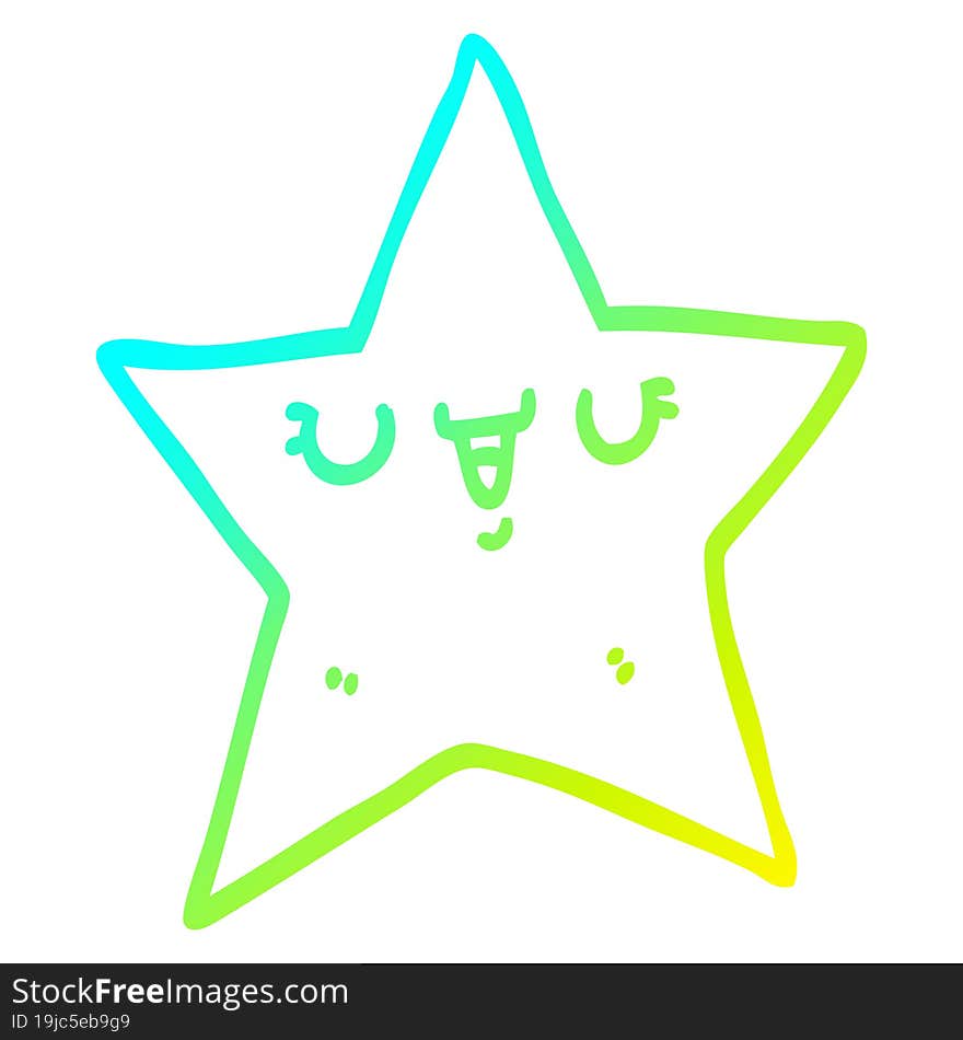 cold gradient line drawing cartoon star