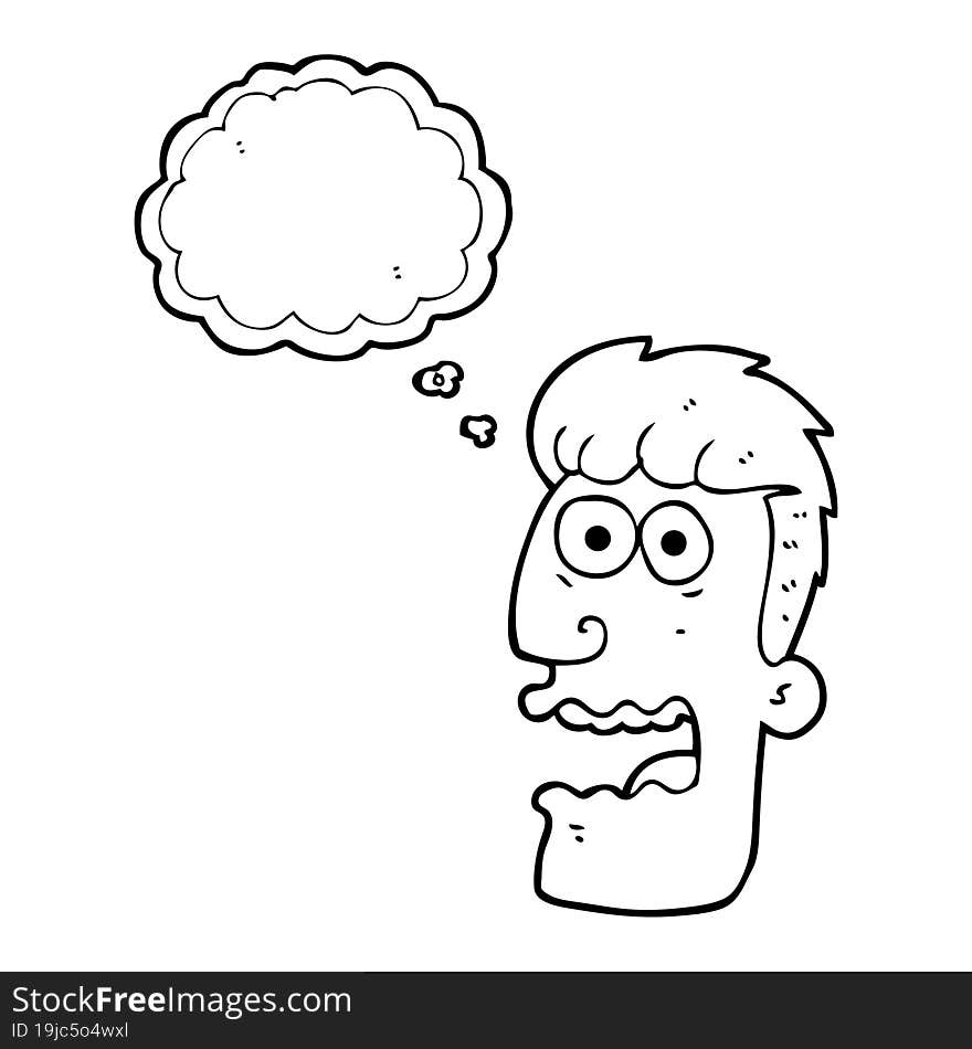 freehand drawn thought bubble cartoon shocked man