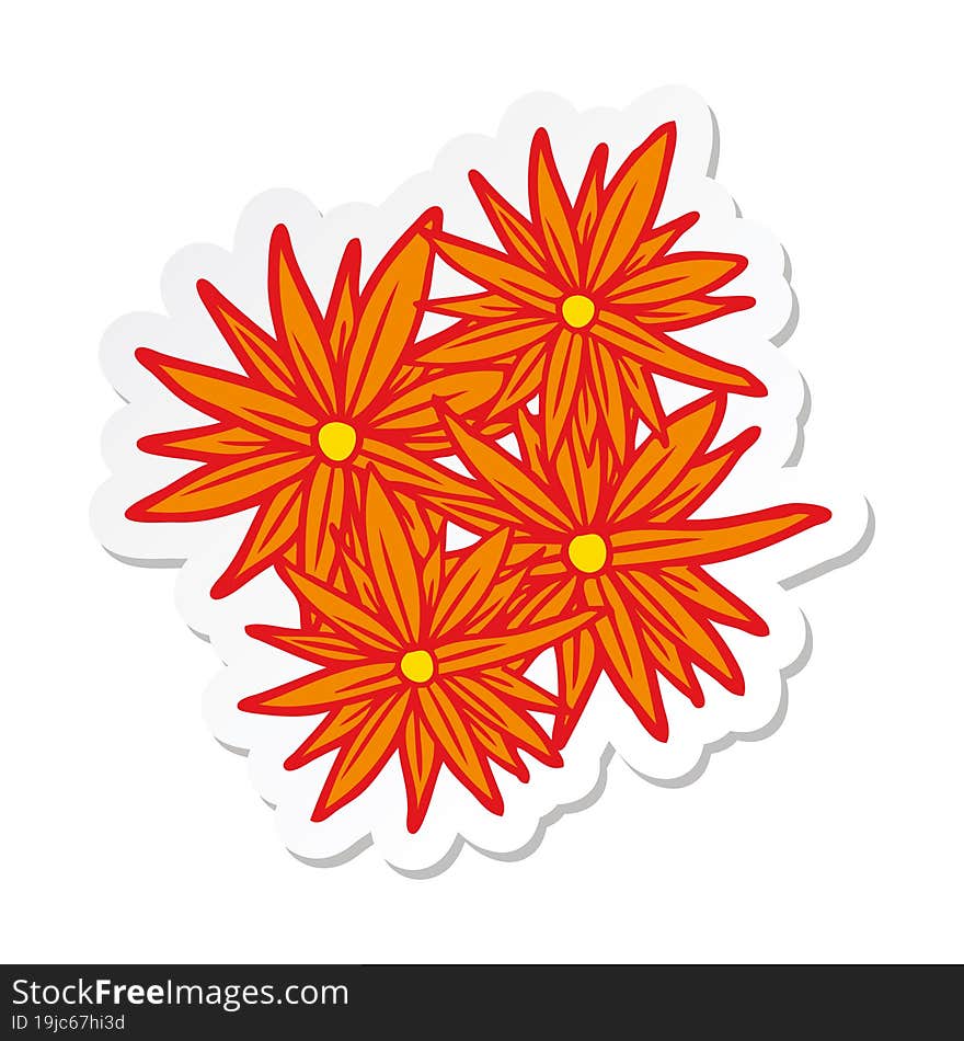 Sticker Of A Cartoon Bright Flowers