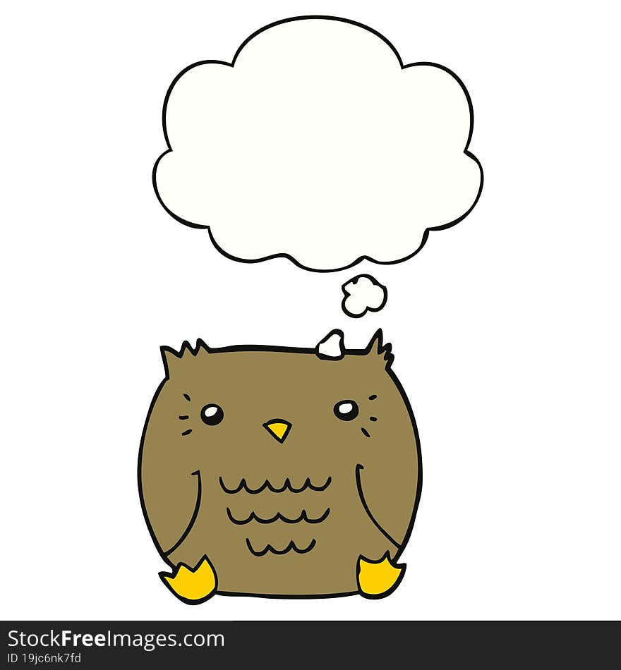 cartoon owl and thought bubble