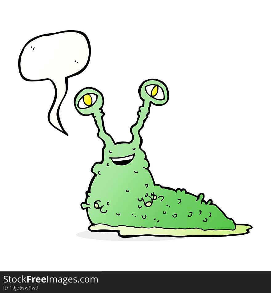 Cartoon Slug With Speech Bubble