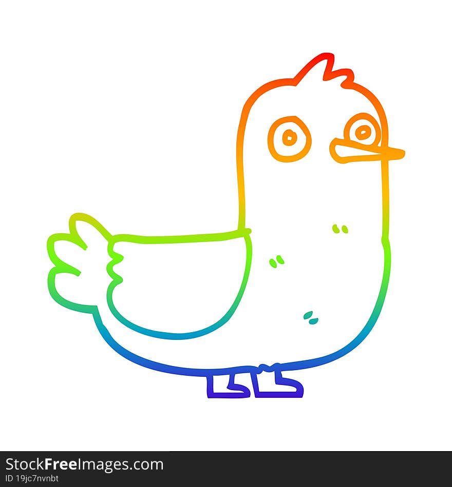 rainbow gradient line drawing cartoon seagull