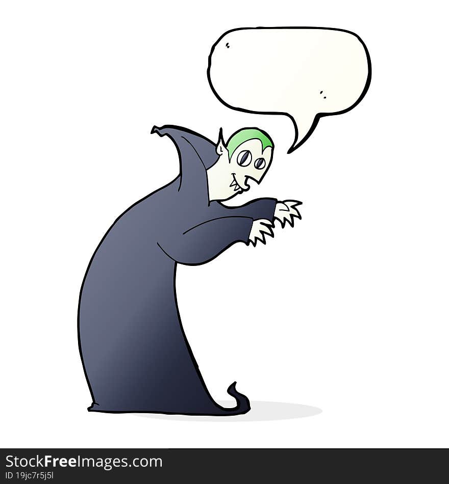 cartoon spooky vampire with speech bubble