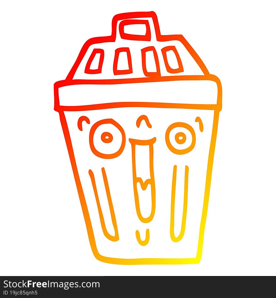 warm gradient line drawing cartoon waste bin