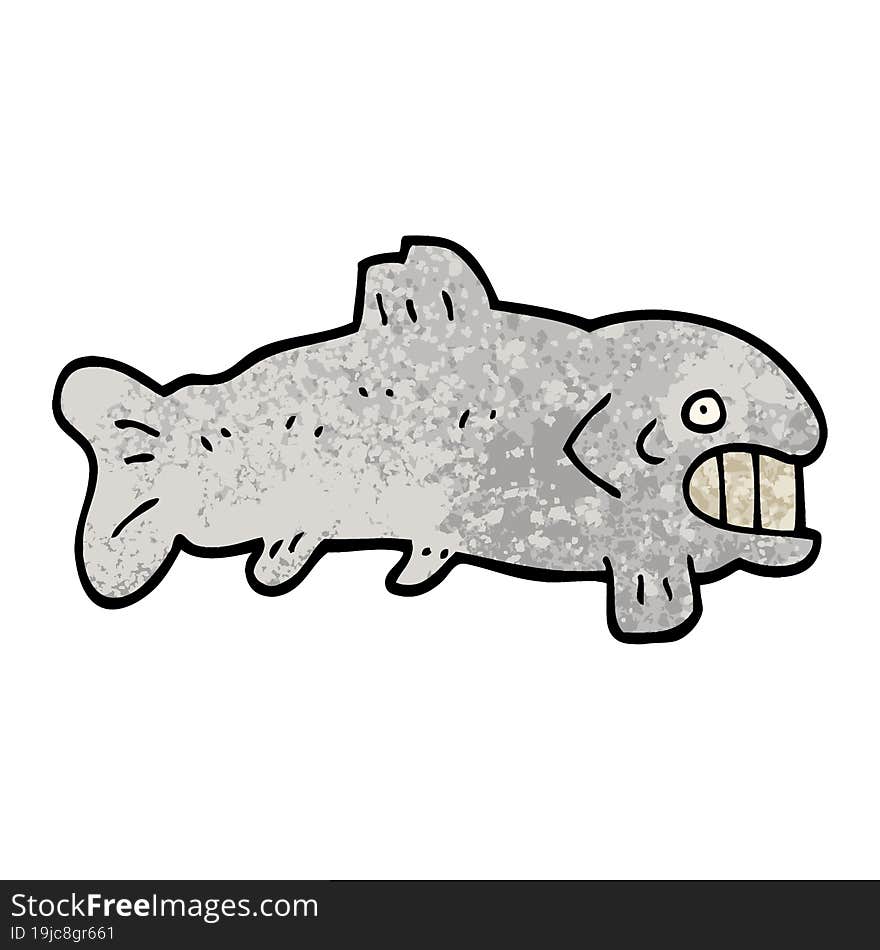 grunge textured illustration cartoon large fish