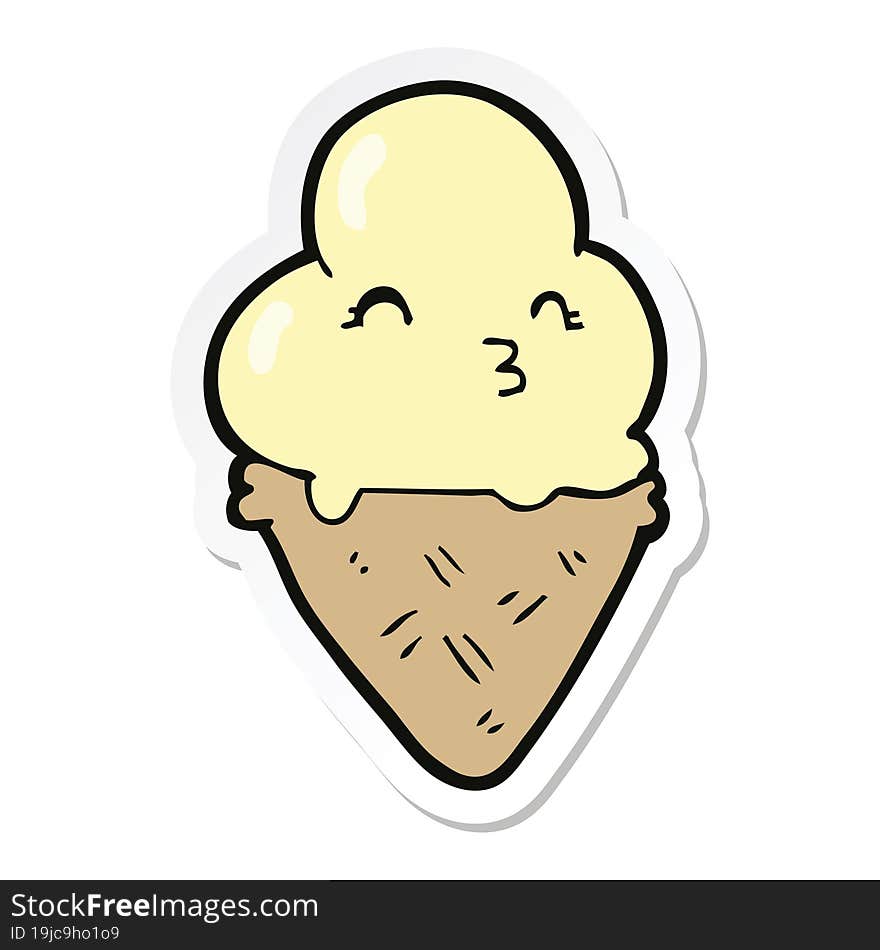 Sticker Of A Cartoon Ice Cream