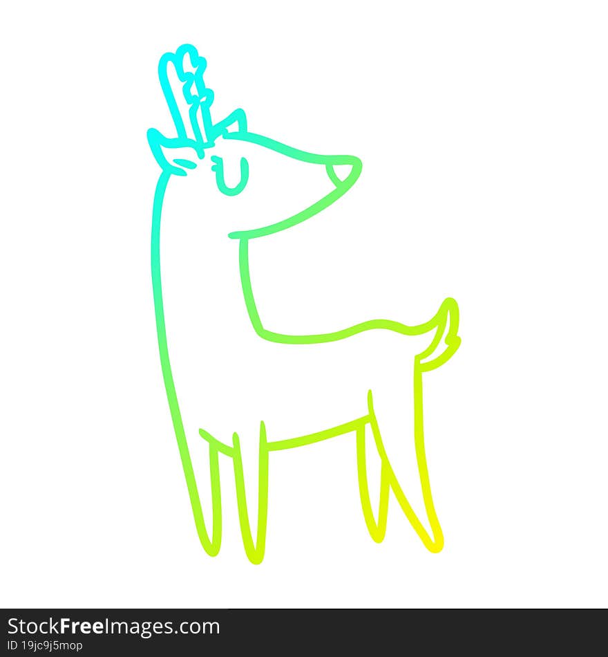 cold gradient line drawing Cartoon deer