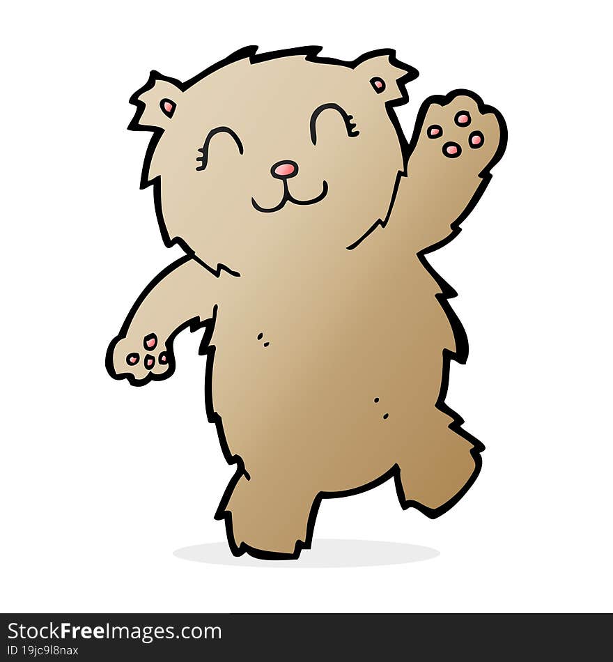 cartoon waving teddy bear