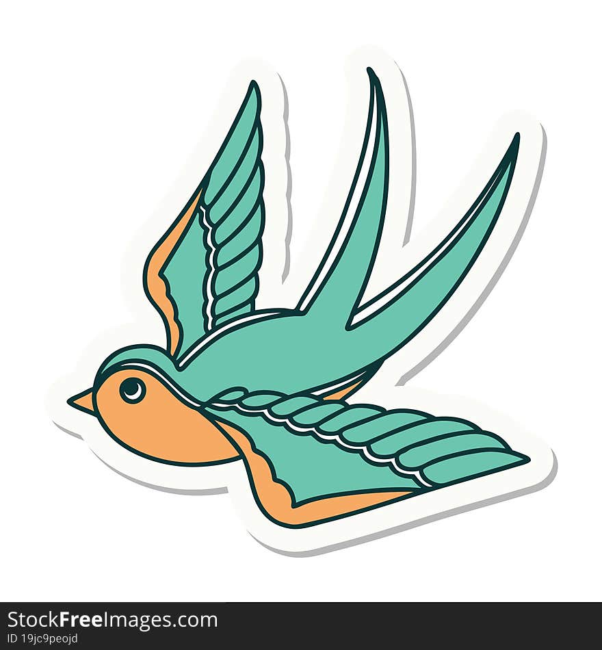 Tattoo Style Sticker Of A Swallow