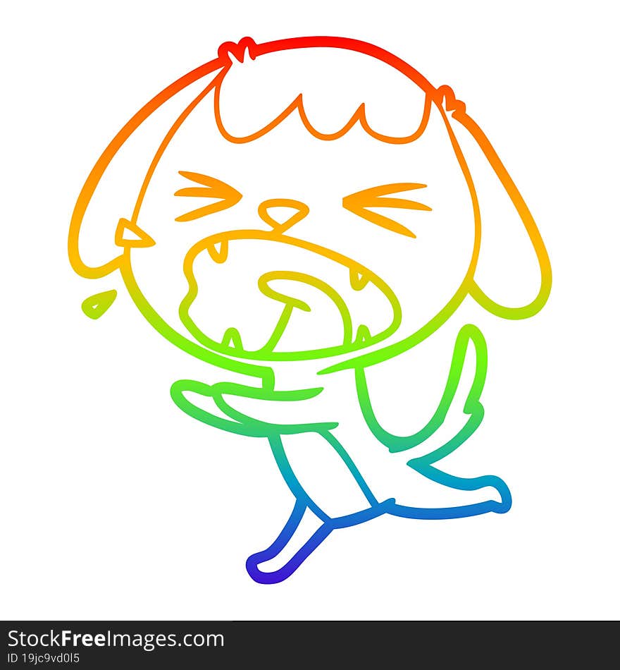 rainbow gradient line drawing of a cute cartoon dog