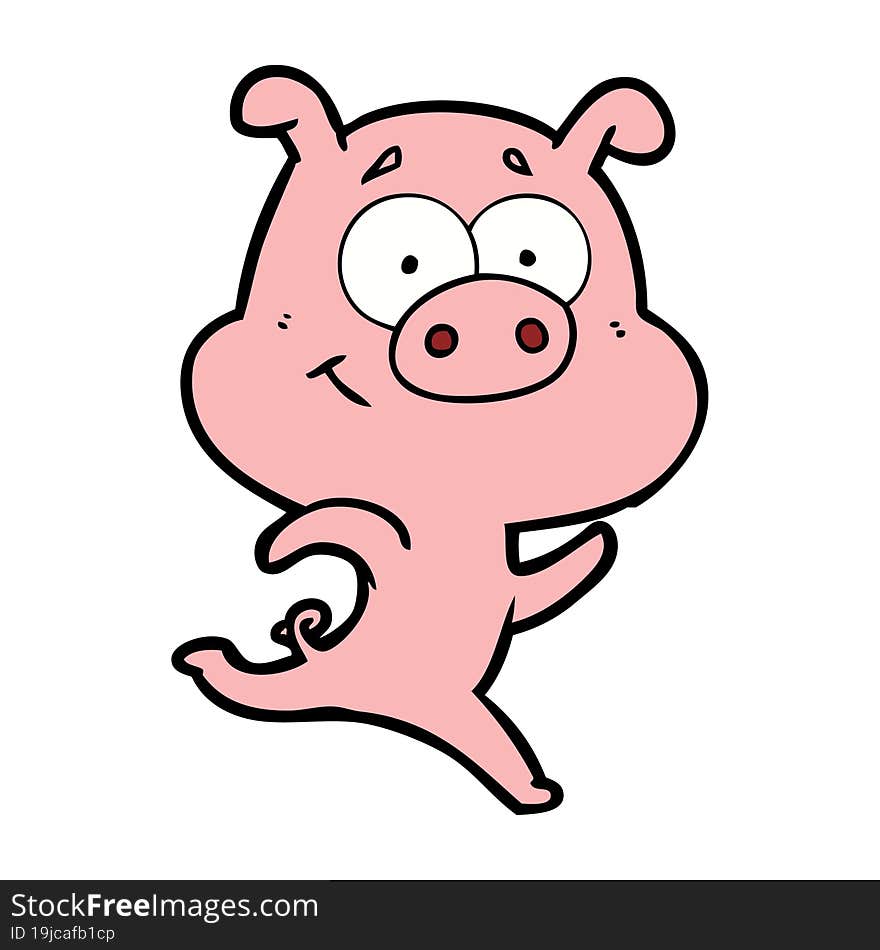 happy cartoon pig running. happy cartoon pig running