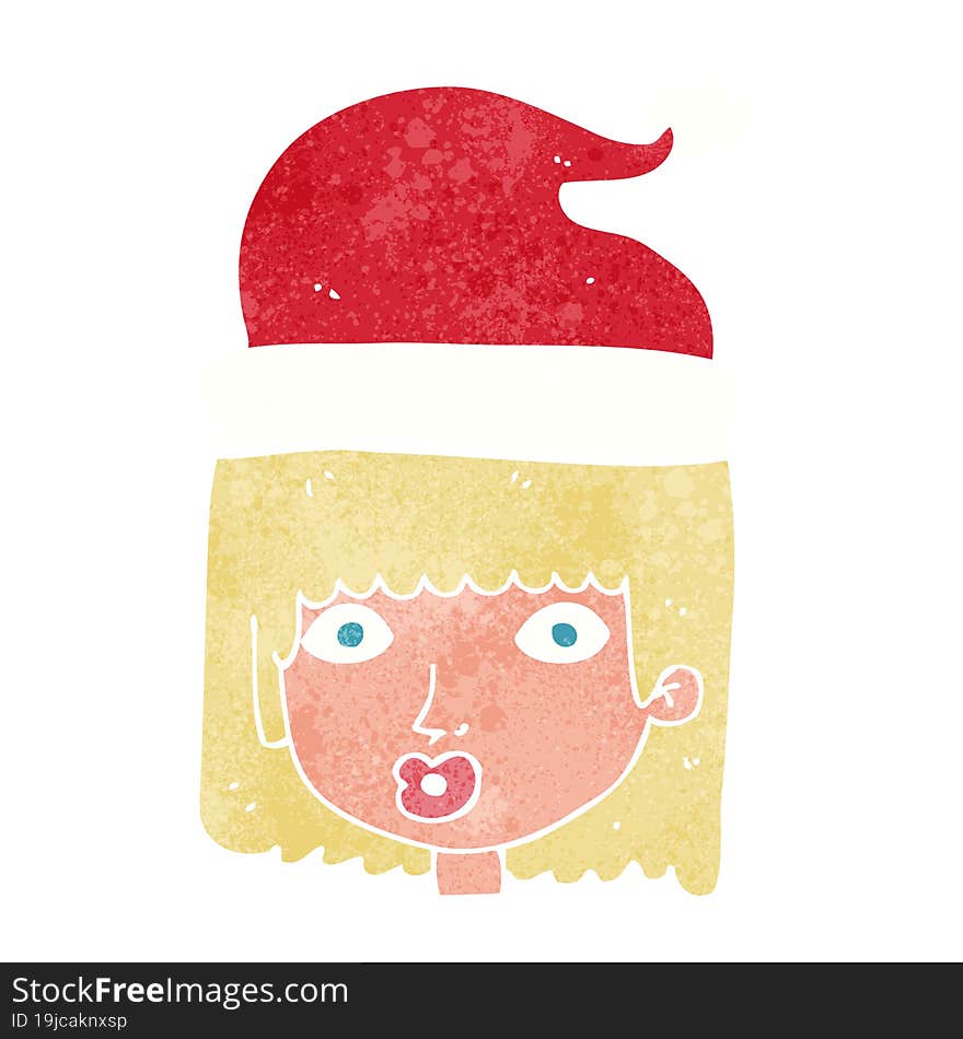 cartoon woman wearing santa hat