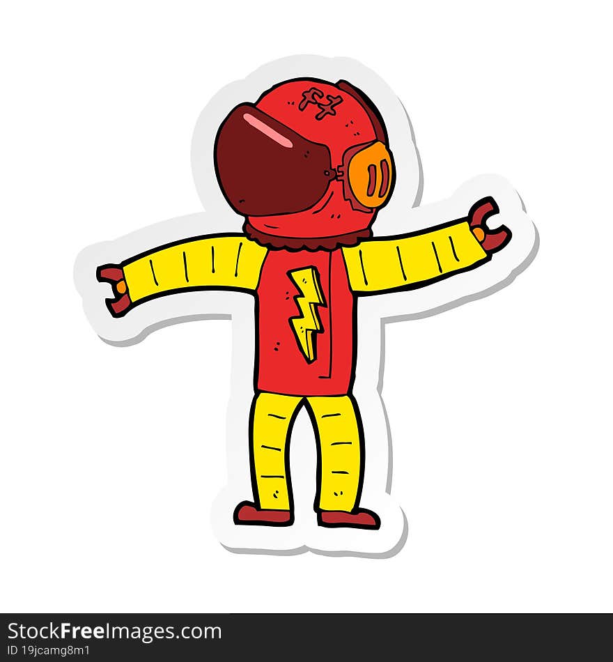 Sticker Of A Cartoon Astronaut