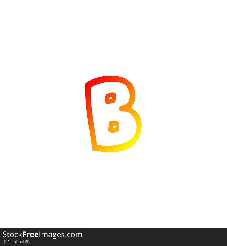 warm gradient line drawing of a cartoon letter b