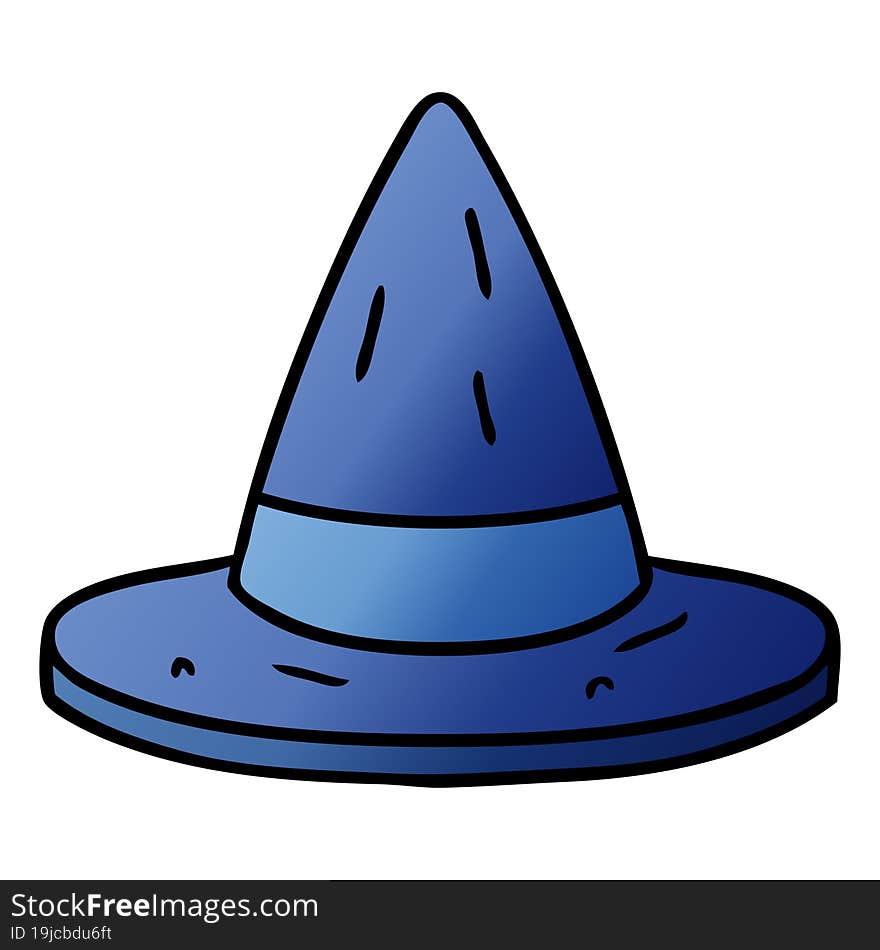 gradient cartoon doodle of a witches hat