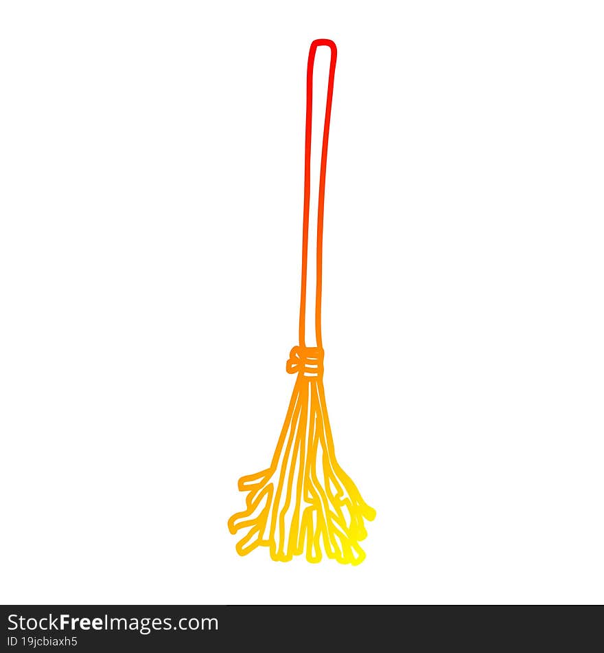 warm gradient line drawing cartoon magic broom