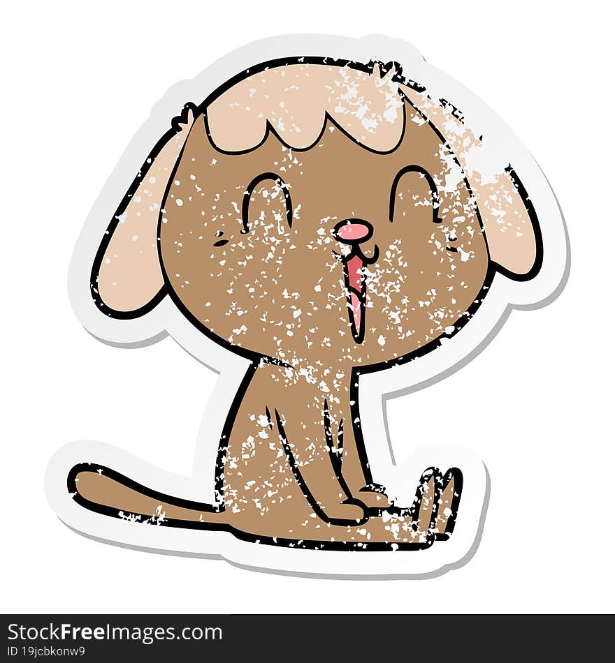 Distressed Sticker Of A Cute Cartoon Dog