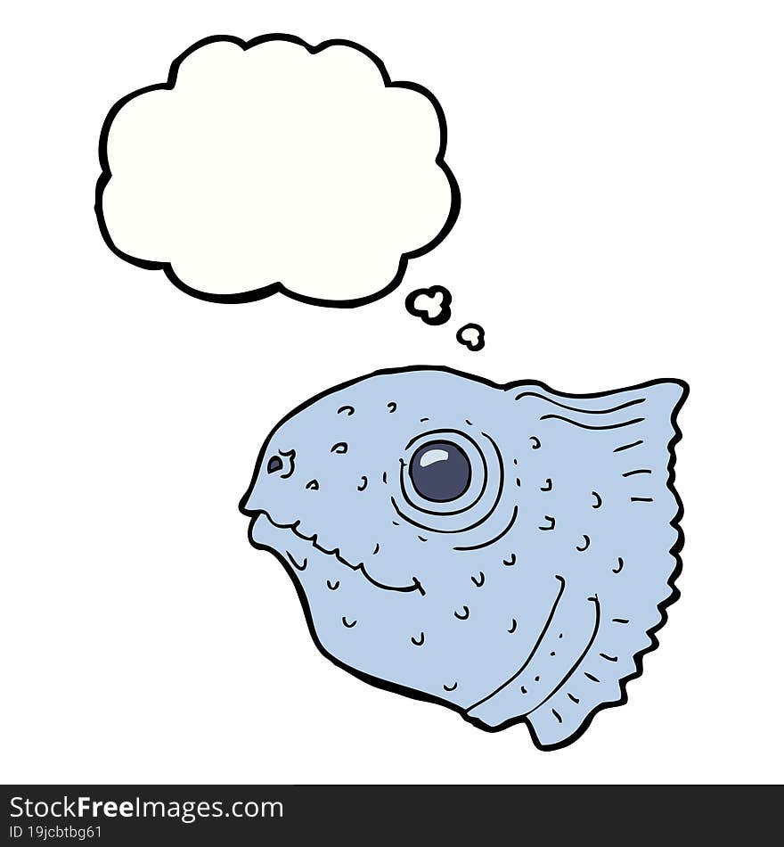 cartoon fish head with thought bubble