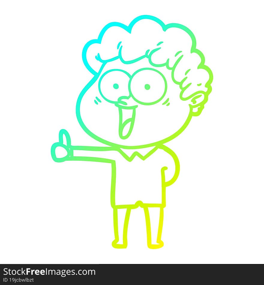 cold gradient line drawing cartoon happy man