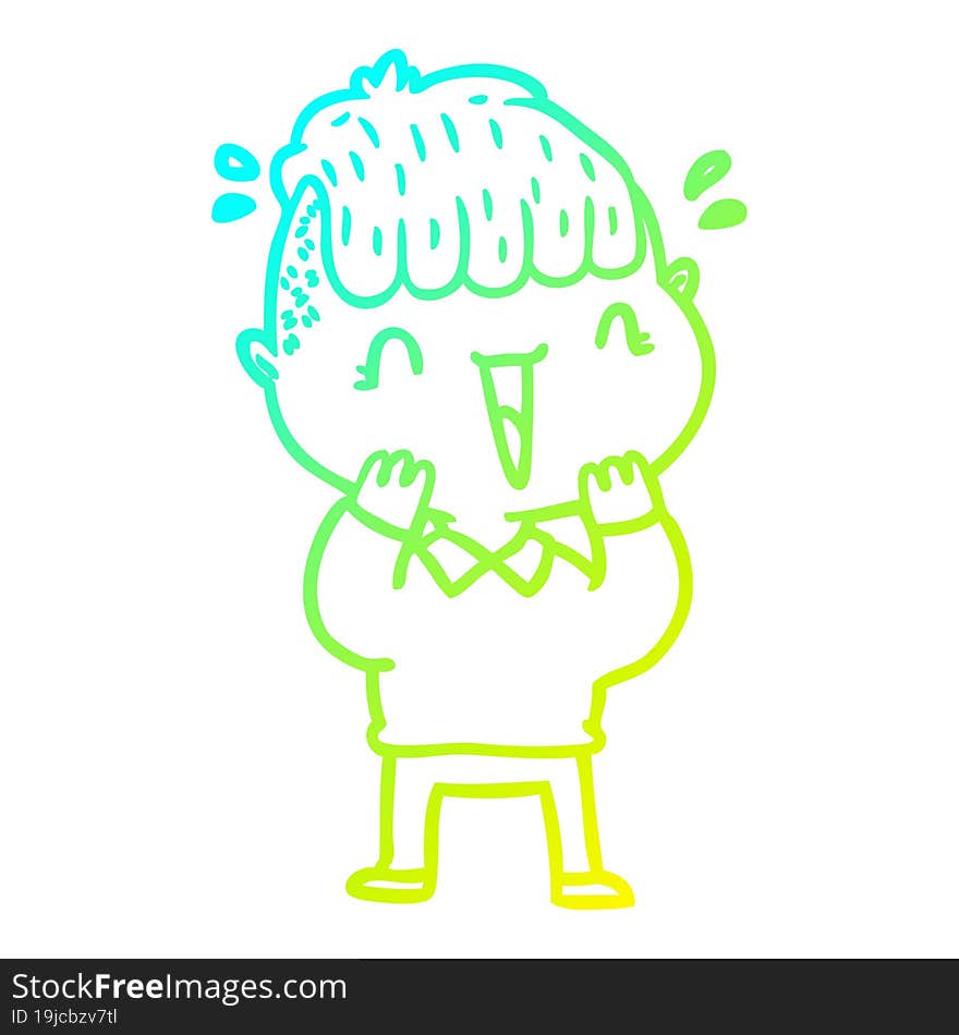 cold gradient line drawing cartoon happy boy surprised