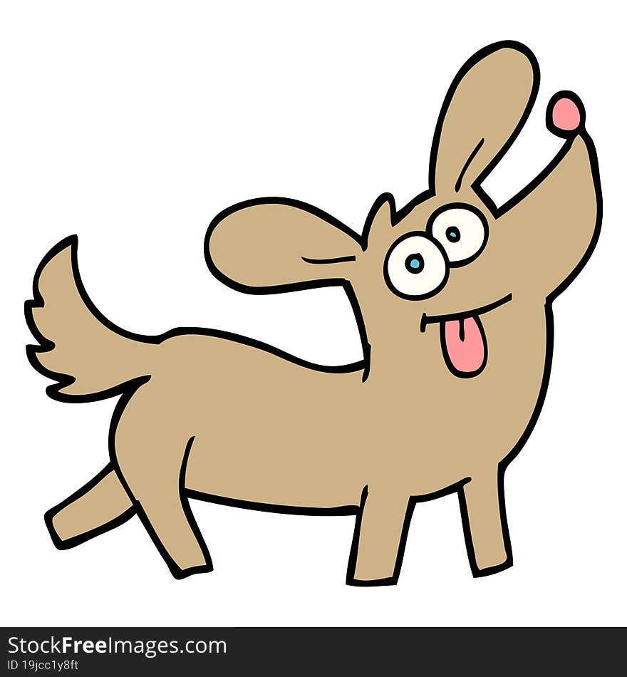 hand drawn doodle style cartoon happy dog