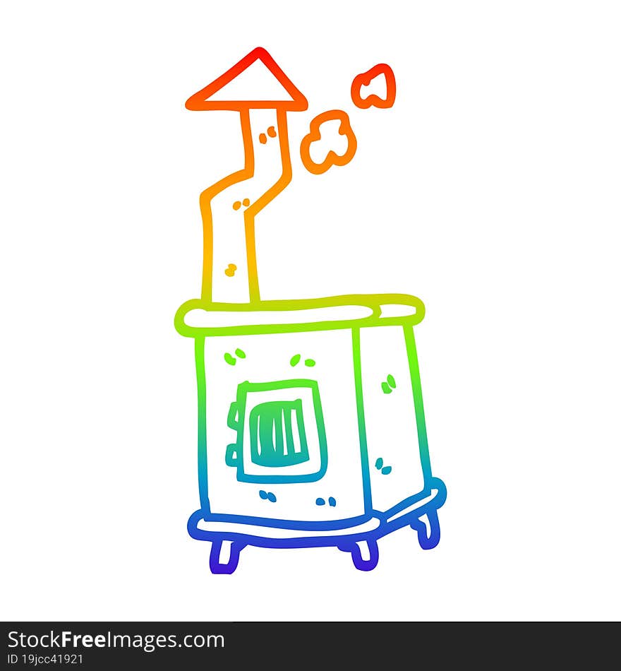 Rainbow Gradient Line Drawing Cartoon Wood Burner