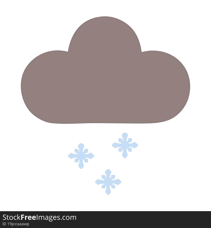 flat color retro cartoon storm snow cloud