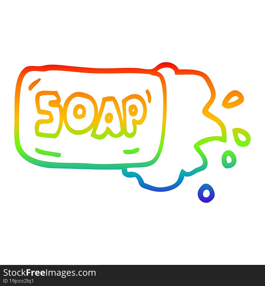 Rainbow Gradient Line Drawing Cartoon Bar Of Soap