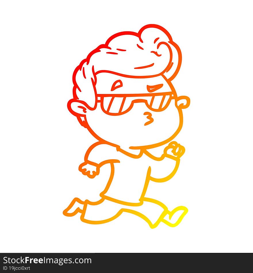 warm gradient line drawing cartoon cool guy