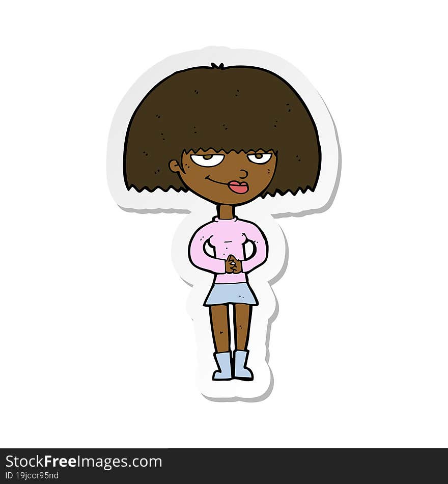 Sticker Of A Cartoon Sly Woman