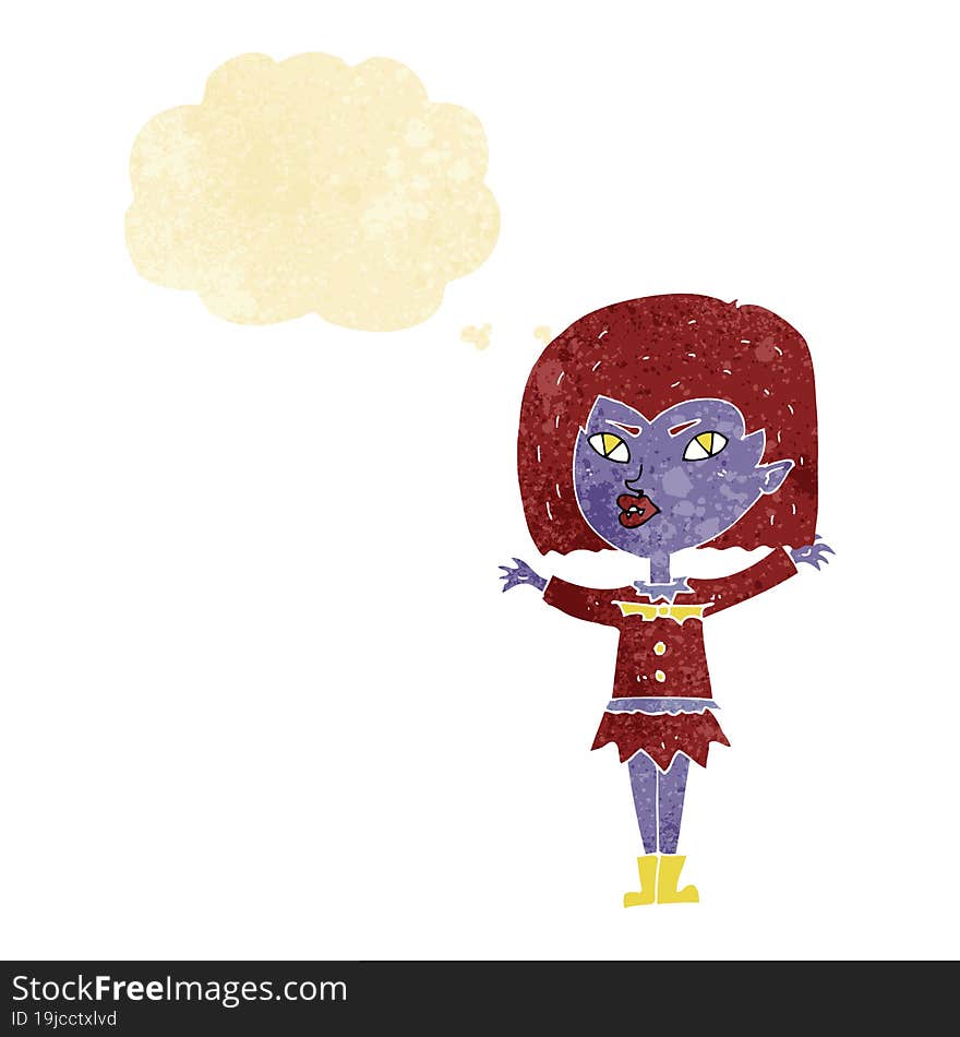 Cartoon Vampire Girl With Thought Bubble