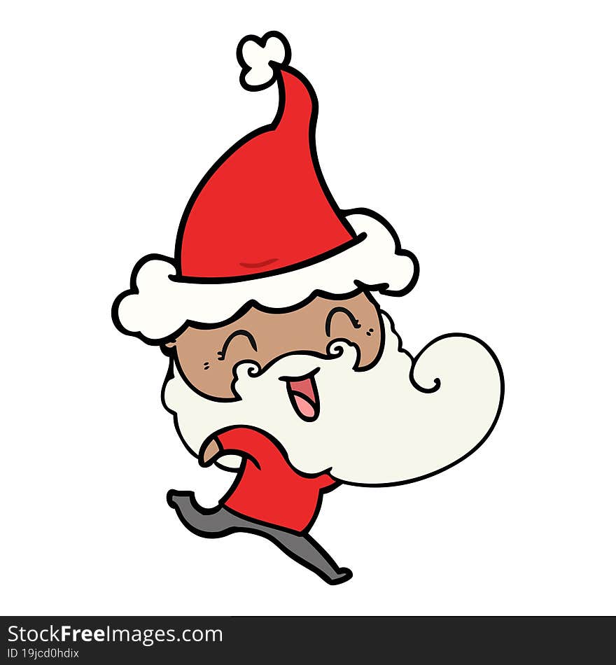 Happy Bearded Man Wearing Santa Hat